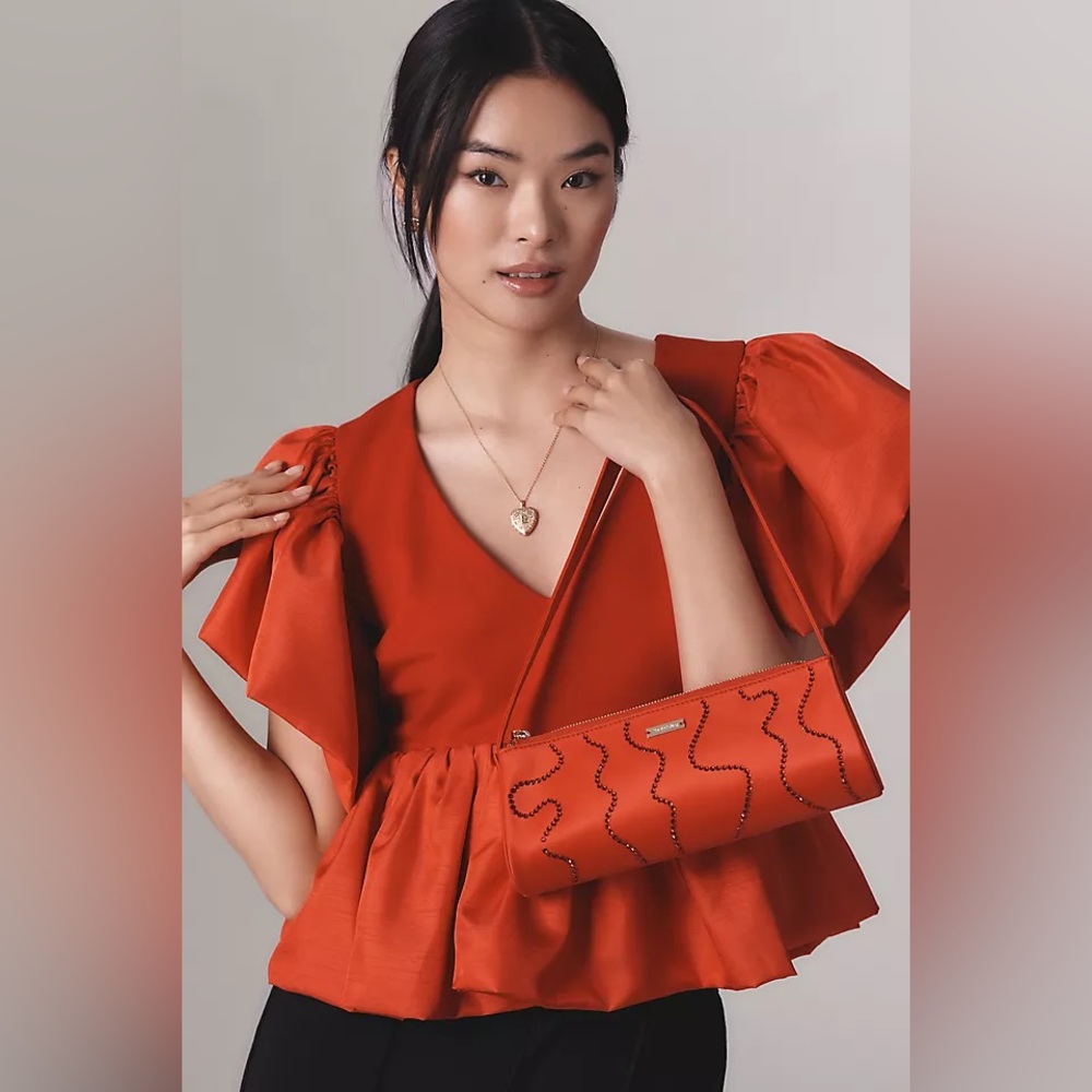 NWT Sunday in Brooklyn Anthropologie Red Short Sleeve Babydoll Top Small S
